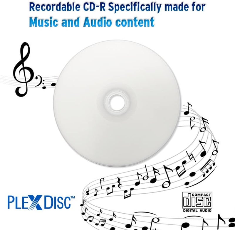 PlexDisc 52x Digital Audio Music CD-R Disc 700MB White Inkjet Printable - 100 PK Spindle (FFP) - Image 4